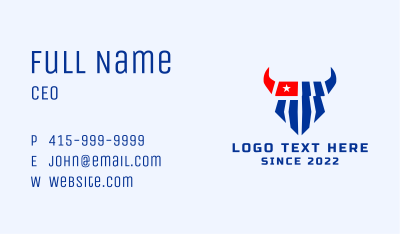 Patriotic Texas Bull  Business Card Image Preview