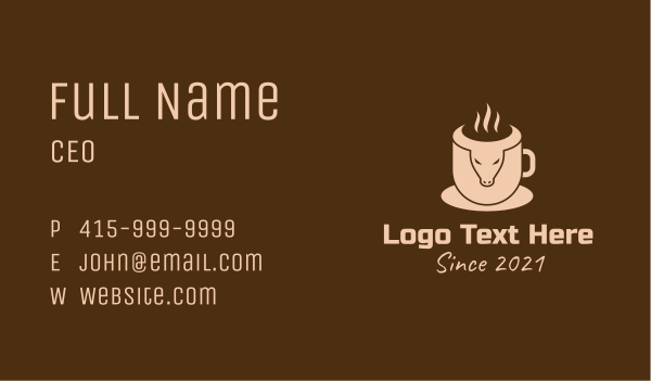 Bull Coffee Cup Business Card Design Image Preview