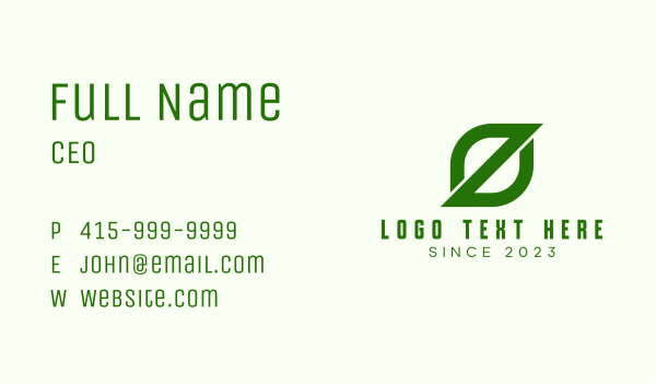 Green Letter Z Leaf Business Card Design Image Preview