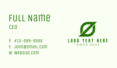 Green Letter Z Leaf Business Card Image Preview