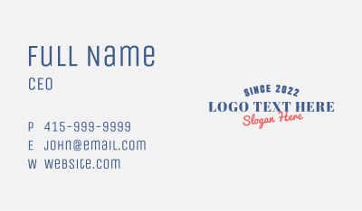 Hipster Clothing Brand Wordmark Business Card Image Preview