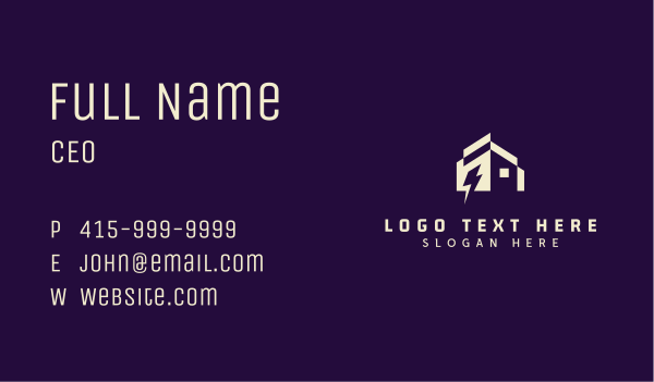 Lightning House Energy Business Card Design Image Preview