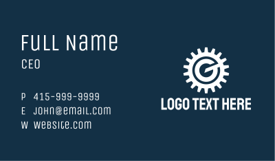 Letter G Machinery Gear  Business Card