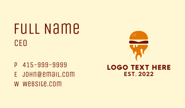 Fire Burger Sandwich Business Card Design Image Preview