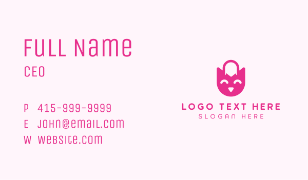 Pink Owl Shopping Bag Business Card Design Image Preview
