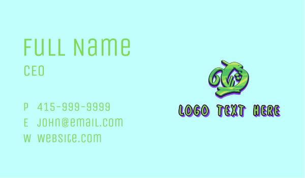 Green Graffiti Art Letter O Business Card Design Image Preview