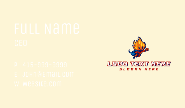 Superhero Flame Boy Business Card Design Image Preview