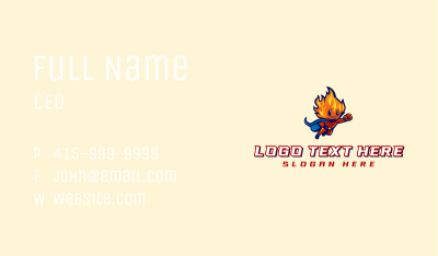 Superhero Flame Boy Business Card Image Preview