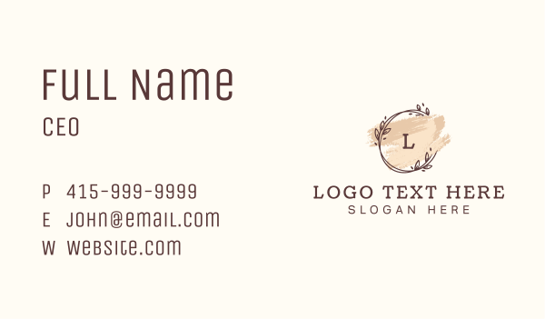 Watercolor Wreath Lettermark Business Card Design Image Preview