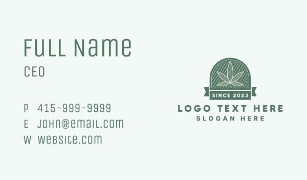 Cannabis Leaf Emblem Business Card Design Image Preview