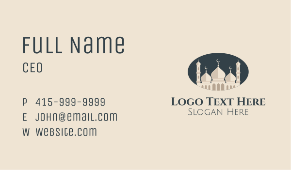 Oval Mosque Badge Business Card Design