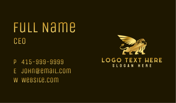 Mythical Winged Lion Beast Business Card Design Image Preview