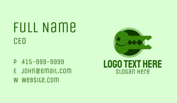 Green Crocodile Key Business Card Design
