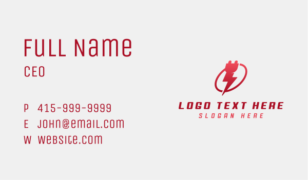 Thunder Electrical Plug  Business Card Design Image Preview