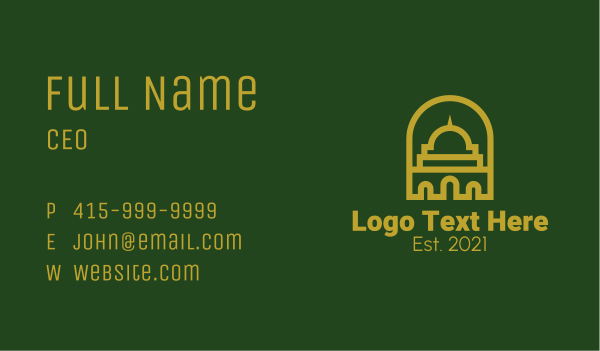 Islamic Mosque Structure Business Card Design