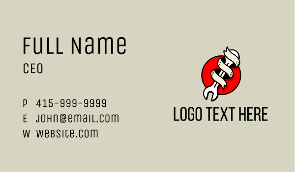 Wrench Ribbon Mechanic Business Card Design Image Preview