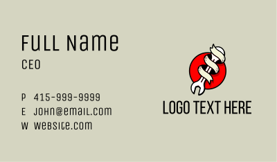 Wrench Ribbon Mechanic Business Card Image Preview