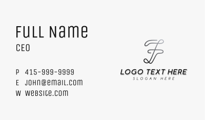 Brand Cursive Letter F Business Card Image Preview