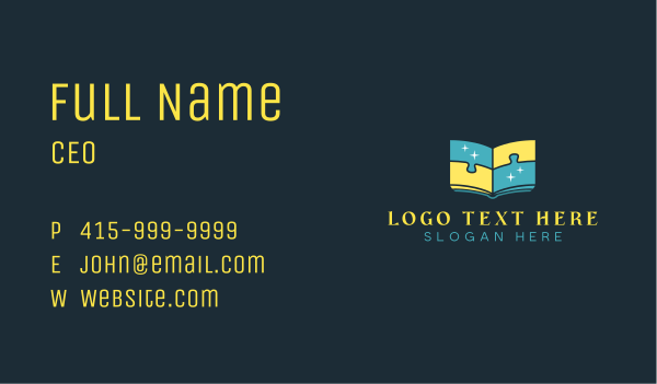 Book Puzzle Learning Business Card Design Image Preview
