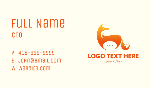 Wild Fox Messaging Business Card Design Image Preview