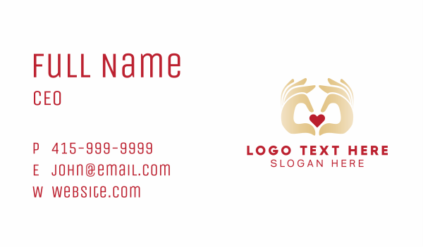 Hand Heart Love Business Card Design Image Preview