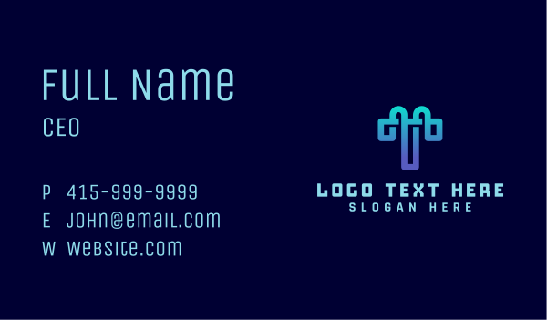 Blue Technology Letter T Business Card Design Image Preview