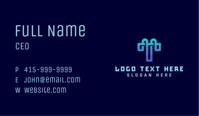 Blue Technology Letter T Business Card Image Preview