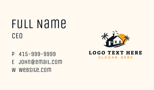 Seaside Resort Home Business Card Design Image Preview