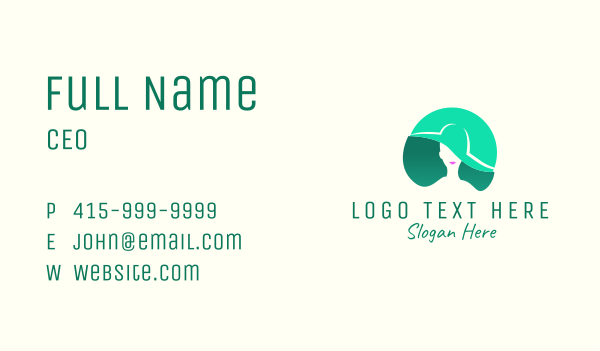Green Woman Hat Business Card Design Image Preview