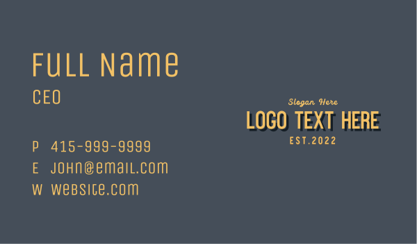 Vintage Retro Wordmark Business Card Design Image Preview