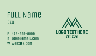 Green Linear Letter M Business Card