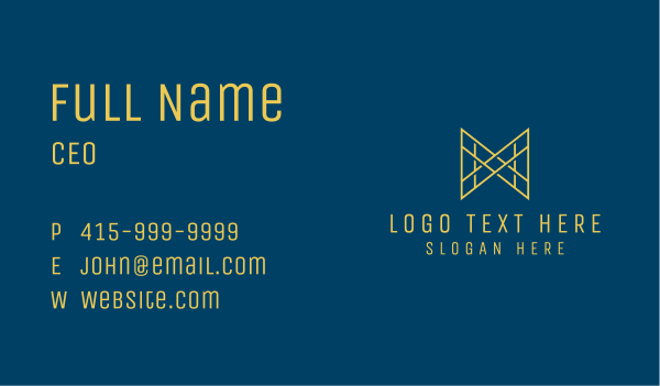 M & W Gold Monogram  Business Card Design Image Preview