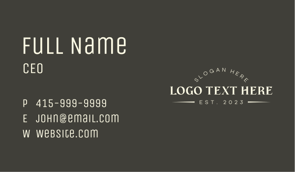 Classic Typography Wordmark Business Card Design Image Preview