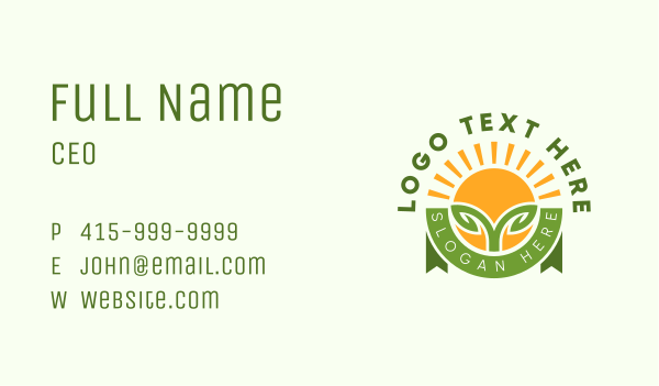 Farming Sprout Seedling Business Card Design