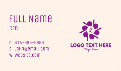Purple Flower Pattern Lettermark Business Card