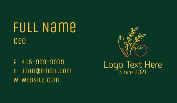 Organic Vegetable Harvest Business Card Design Image Preview
