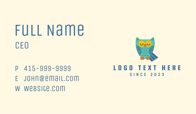 Colorful Owl Mascot  Business Card
