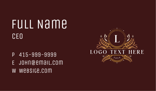 Decorative Floral Crest Business Card Design Image Preview