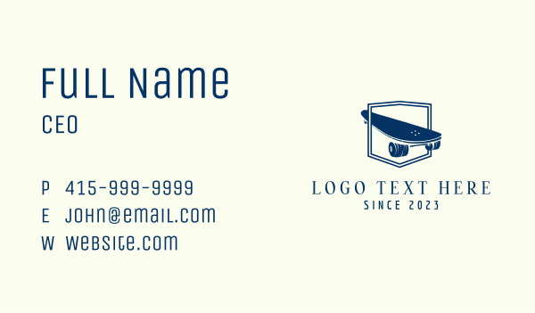 Blue Longboard Emblem  Business Card Design Image Preview