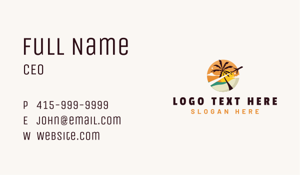Palm Tree Vacation Travel Business Card Design Image Preview