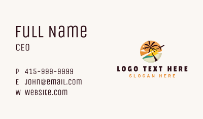 Palm Tree Vacation Travel Business Card Image Preview