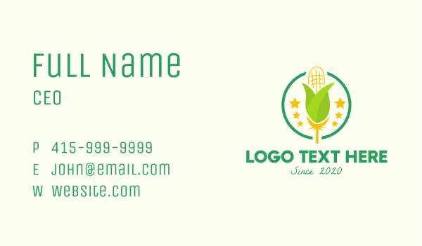 Organic Corn Farm Business Card Design
