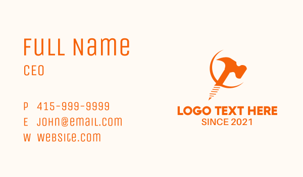 Hammer Screw  Business Card Design Image Preview