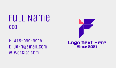 Tech Company Letter F  Business Card