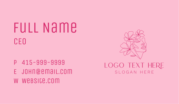 Pink Feminine Floral Woman Business Card Design Image Preview