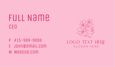 Pink Feminine Floral Woman Business Card Image Preview