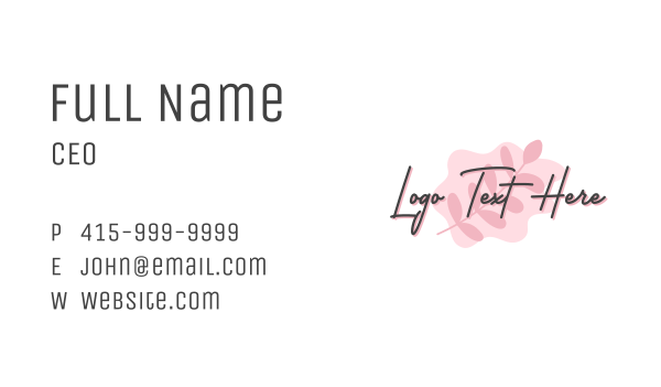 Pink Leaves Wordmark Business Card Design Image Preview