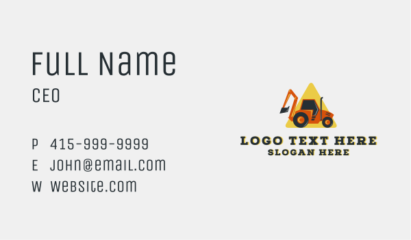 Backhoe Construction Builder Business Card Design Image Preview