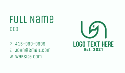 Green Bird Outline Business Card Image Preview
