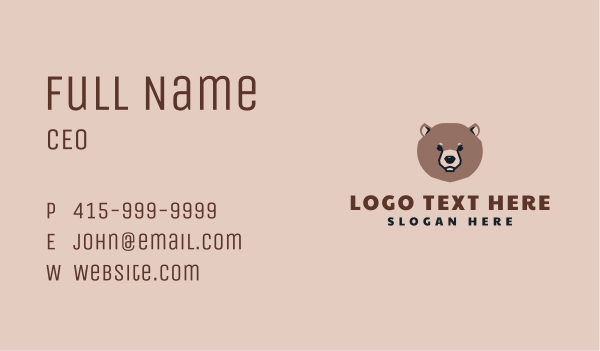 Cute Bear Face Business Card Design Image Preview